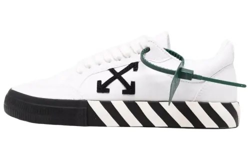 OFF-WHITE Vulcanized cotton lace up fashion sneakers men's white