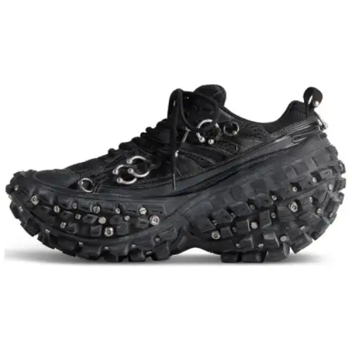 Balenciaga Bouncer Screw Sneakers 'Black Mesh And Nylon With Piercing'