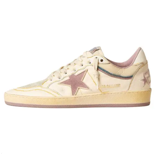 Golden Goose Ball Star Leather Low top Skateboard Shoes Women's White Pink