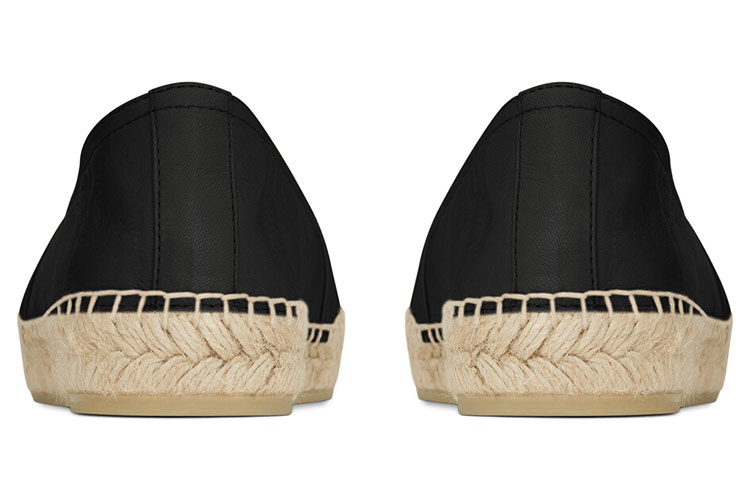 SAINT LAURENT Embossed-logo Leather Espadrilles