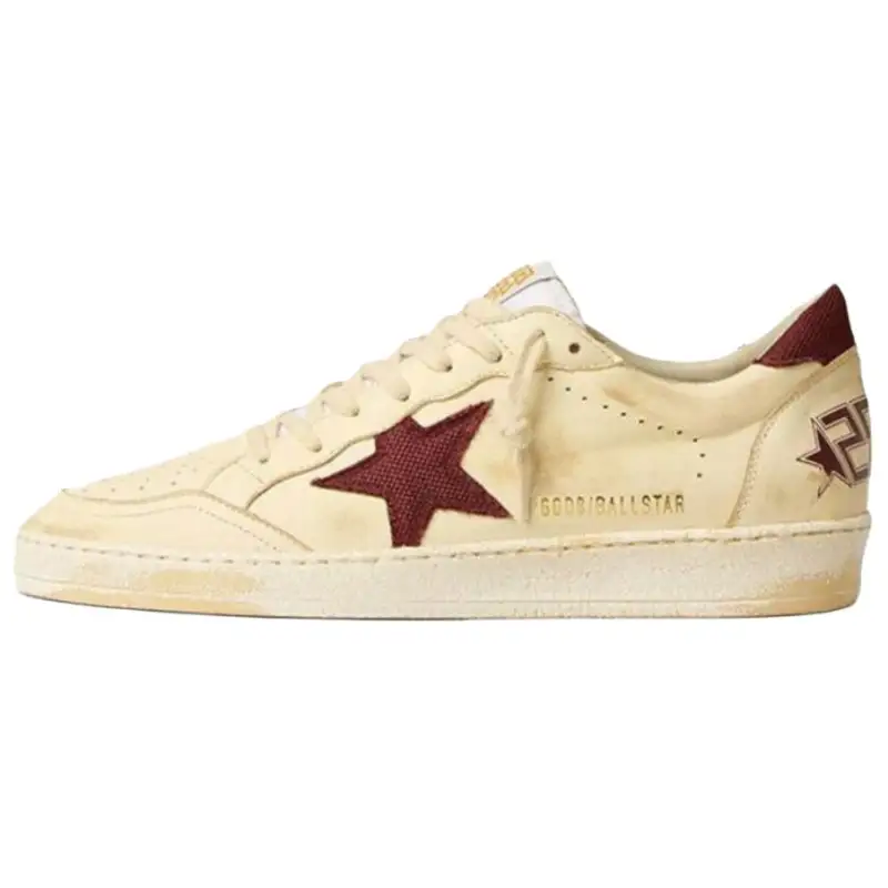 Golden Goose Ball Star Ggdb Cow Leather Low top Skateboard Shoes Men's Beige