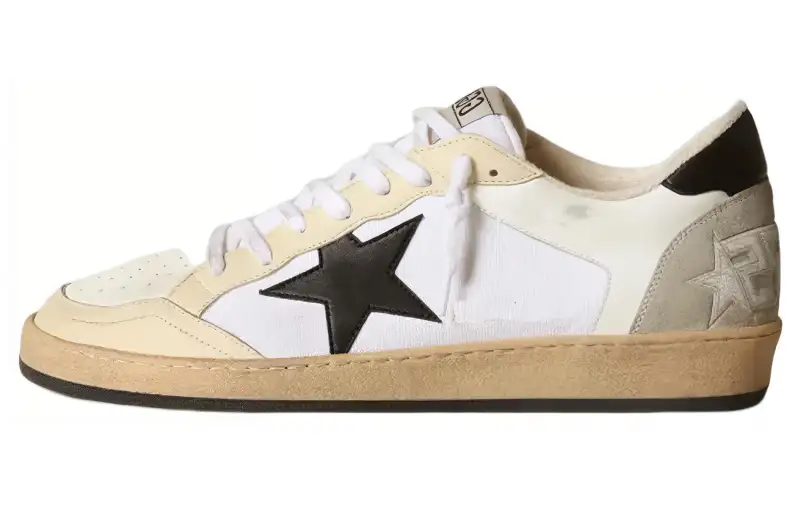 Golden Goose Ball Star Stylish Skateboarding Shoes Men's White Black Distressed