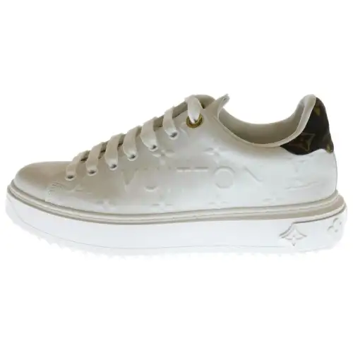 LOUIS VUITTON Time Out Debossed LV Monogram Leather White White Women's