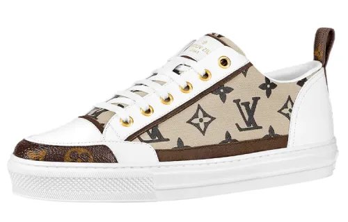 LOUIS VUITTON Stellar Leather Low top Stylish Skateboarding Shoes Women's White Brown
