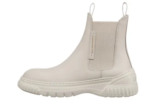 DIOR D Racer Calfskin Fashion Short Chelsea Boots Women's White