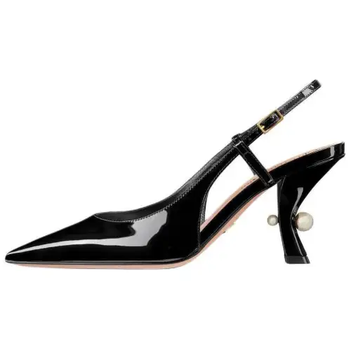 DIOR Tribales Cow Leather Irregular Heel High Heels 8cm Women's Black