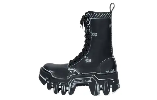Balenciaga Bulldozer Laceup Boot Black Outline Calfskin