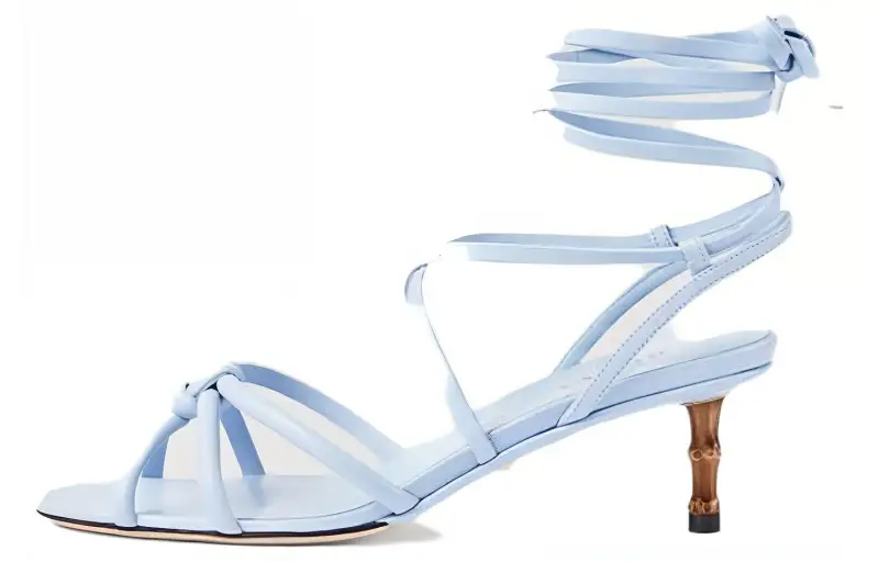 GUCCI Leather One Strap Sandals Women's Light Blue