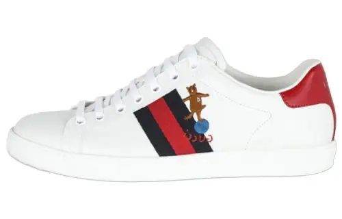 GUCCI ACE Cow Leather, Textile Stylish Skateboarding Shoes Women's White