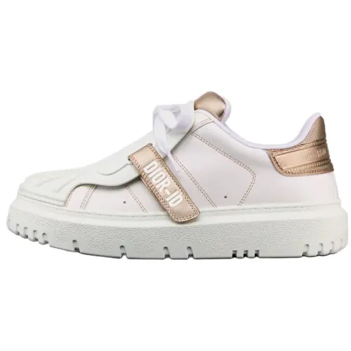 DIOR ID Shell Shoes Low top Stylish Skateboarding Shoes Women's White Gold