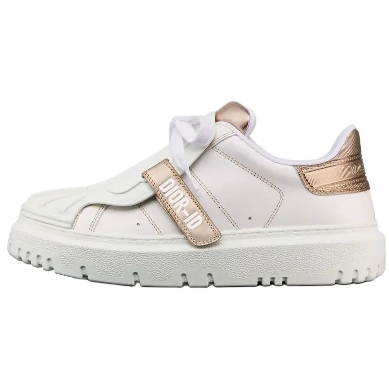DIOR ID Shell Shoes Low top Stylish Skateboarding Shoes Women's White Gold