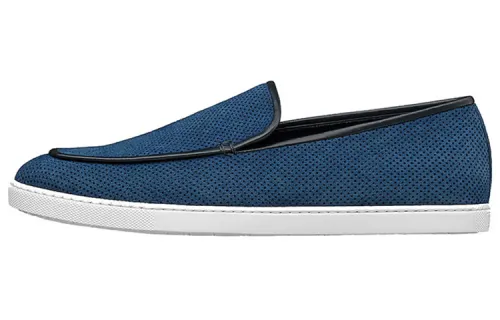 HERMES Cow Leather Stylish Skateboarding Shoes Men's Blue