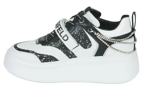 KARL LAGERFELD / Karl Lagerfeld Jeans Leather Low top Skateboard Shoes Women's Black White