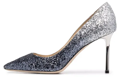 Jimmy Choo Romy Slim Heel High Heels 8.5cm Women's Blue Silver