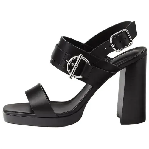 HERMES Keen 90 One Strap Sandals 10.5cm Women's Black