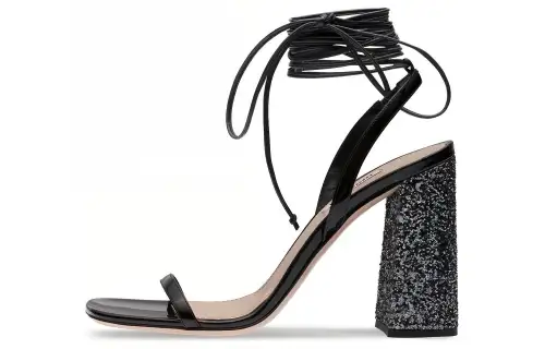 MIU MIU Patent Leather One Strap Sandals Women's Black