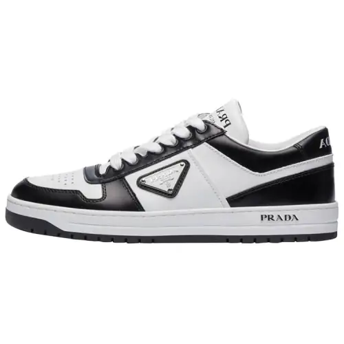 PRADA Downtown Leather Sneakers 'White Black ' Women's