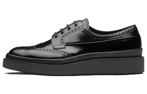 PRADA Leather Derby Shoes Men's Black