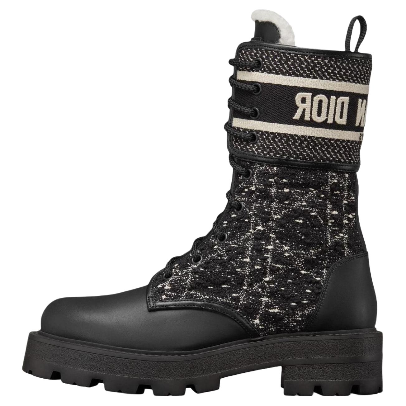 DIOR D Major Cow Leather Ankle Boots Women's Black