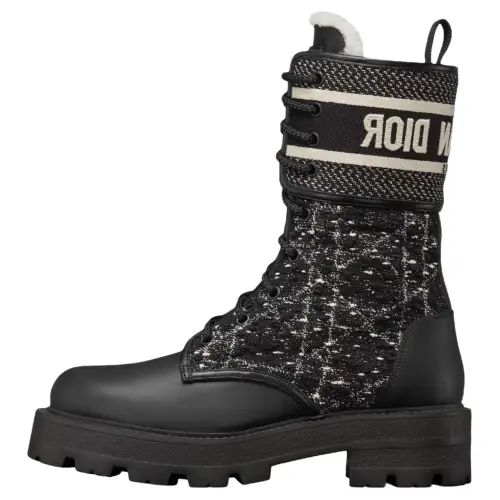 DIOR D Major Cow Leather Ankle Boots Women's Black