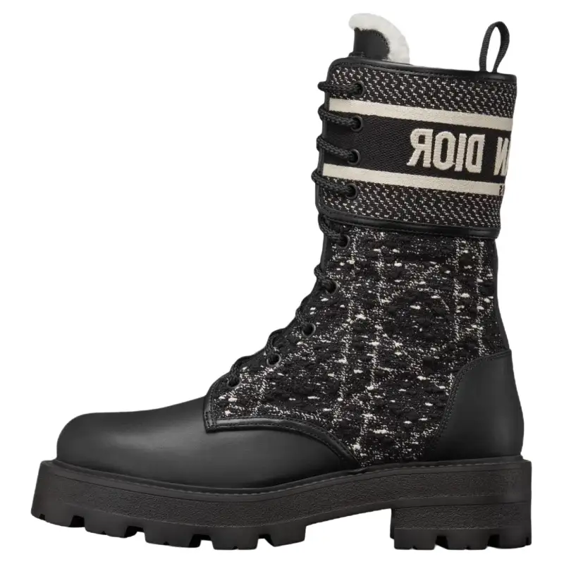 DIOR D Major Cow Leather Ankle Boots Women's Black