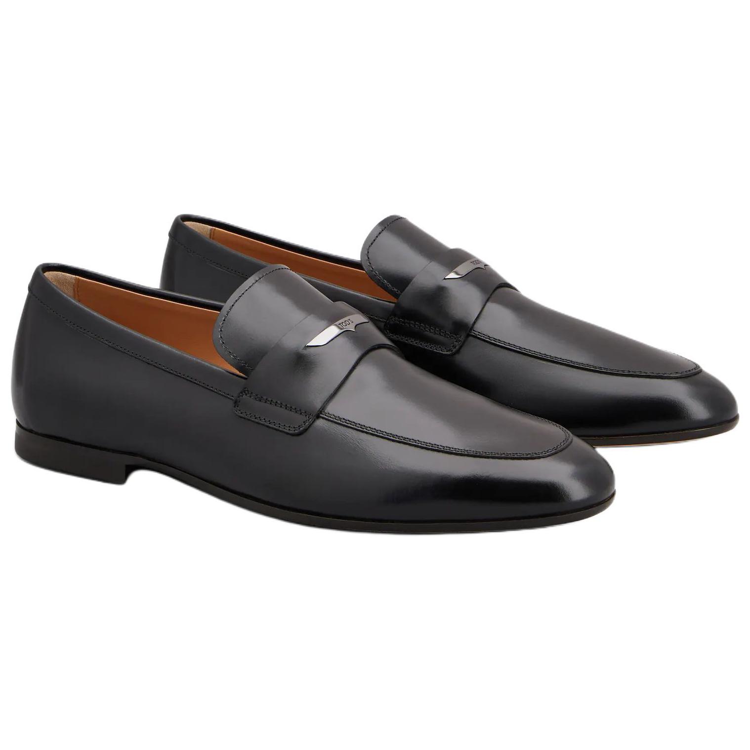 TOD'S Logo Plaque Round Toe Loafers