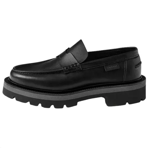 HERMES Lilt Calfskin Casual Leather Shoes 4.5cm Men's Black
