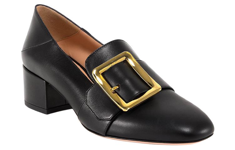 BALLY Leather Block Heel High Heels Women's Black