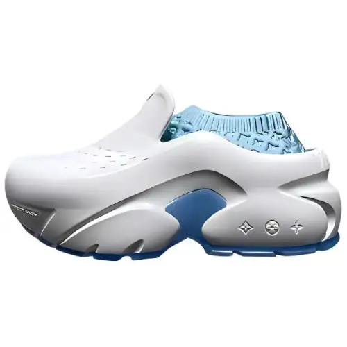 LOUIS VUITTON Shark Clogs Men's White Blue