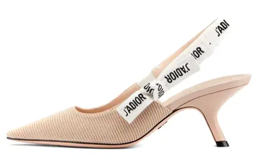 DIOR J'Adior Fabric Irregular Heel High Heels 6.5cm Women's Nude