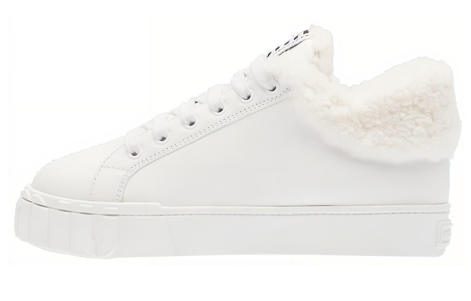 MIU MIU Miu Miu Wool Lined High Top Low Top Fashion Sneakers Women's White