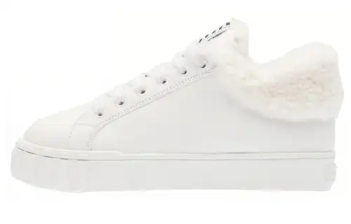 MIU MIU Miu Miu Wool Lined High Top Low Top Fashion Sneakers Women's White