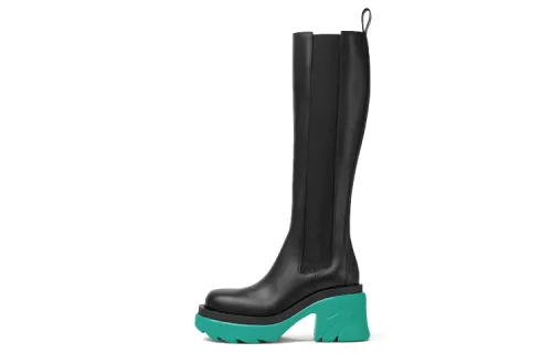 Bottega Veneta Leather Heel Boot Black Water Women's