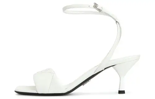 PRADA Leather One Strap Sandals Women's White