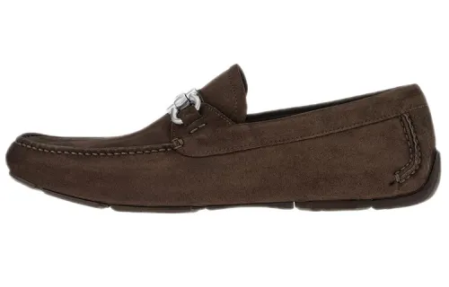 FERRAGAMO Gancini Leather Casual Shoes Men's Brown