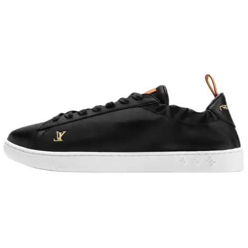 LOUIS VUITTON Soft Cow Leather Low top Skateboard Shoes Men's Black
