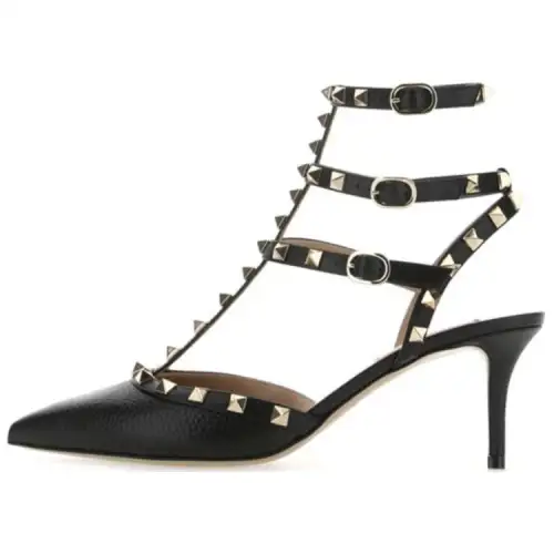 Valentino Rockstud GARAVANI Leather Slim Heel High Heels 6.5cm Women's Black