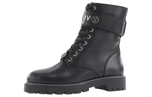 LOUIS VUITTON Territory Flat Ranger Boots 'Black With Silver Logo' Women's