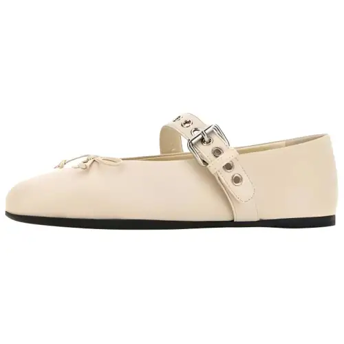 MIU MIU Leather Mary Jane Shoes Women's Ivory