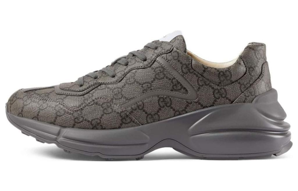GUCCI Gucci Rhyton Leather Lace Up Thick Sole Low Top Sports Lifestyle Shoes Men's Gray