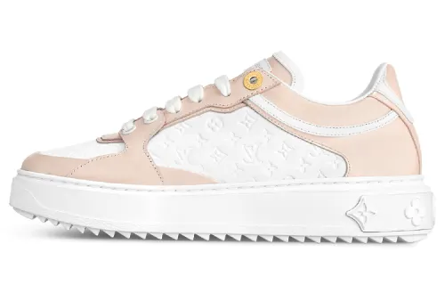 LOUIS VUITTON Time Out Cow Leather Low top Skateboard Shoes Women's White Pink