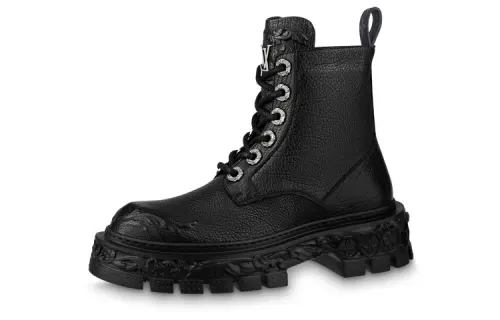 LOUIS VUITTON Short Combat Boots Men's Black