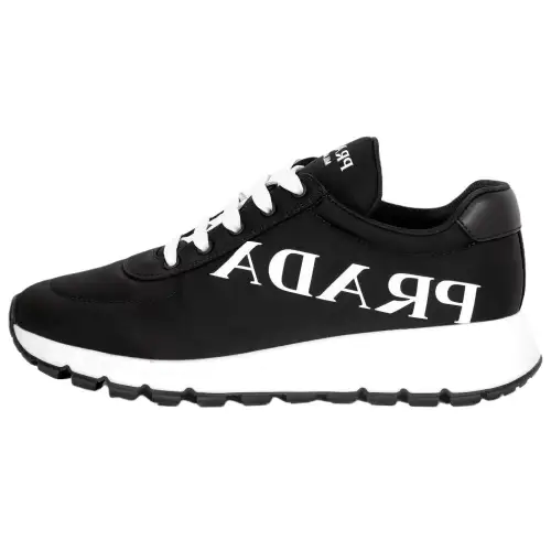 PRADA Nylon Minimalist Fashion Low top Casual Shoes Women's Black White