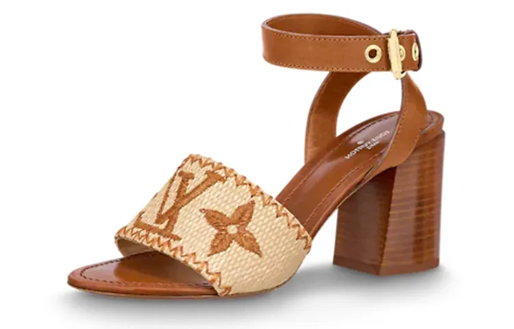 LOUIS VUITTON Sienna One Strap Sandals 7.5cm Women's Brown