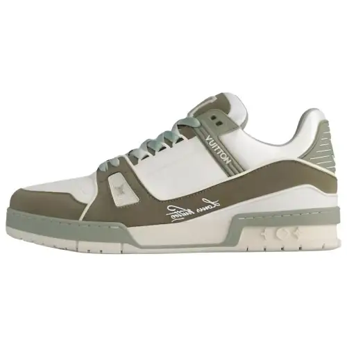 LOUIS VUITTON Trainer Cow Leather Low top Skateboard Shoes Unisex Dark Green