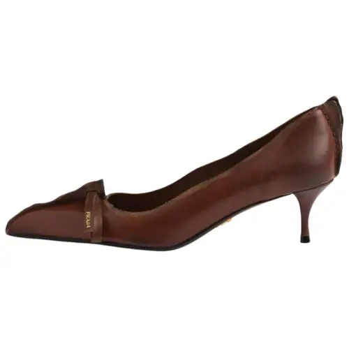 PRADA Leather Slim Heel High Heels 5.5cm Women's Cocoa Brown