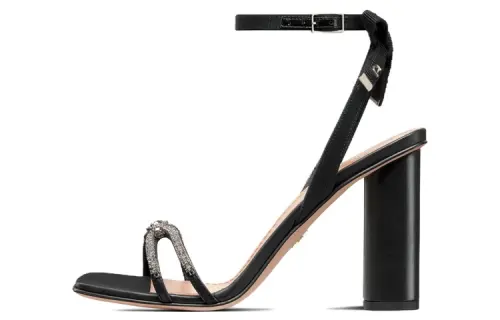 DIOR Sunset Leather One Strap Sandals 10cm Women's Black
