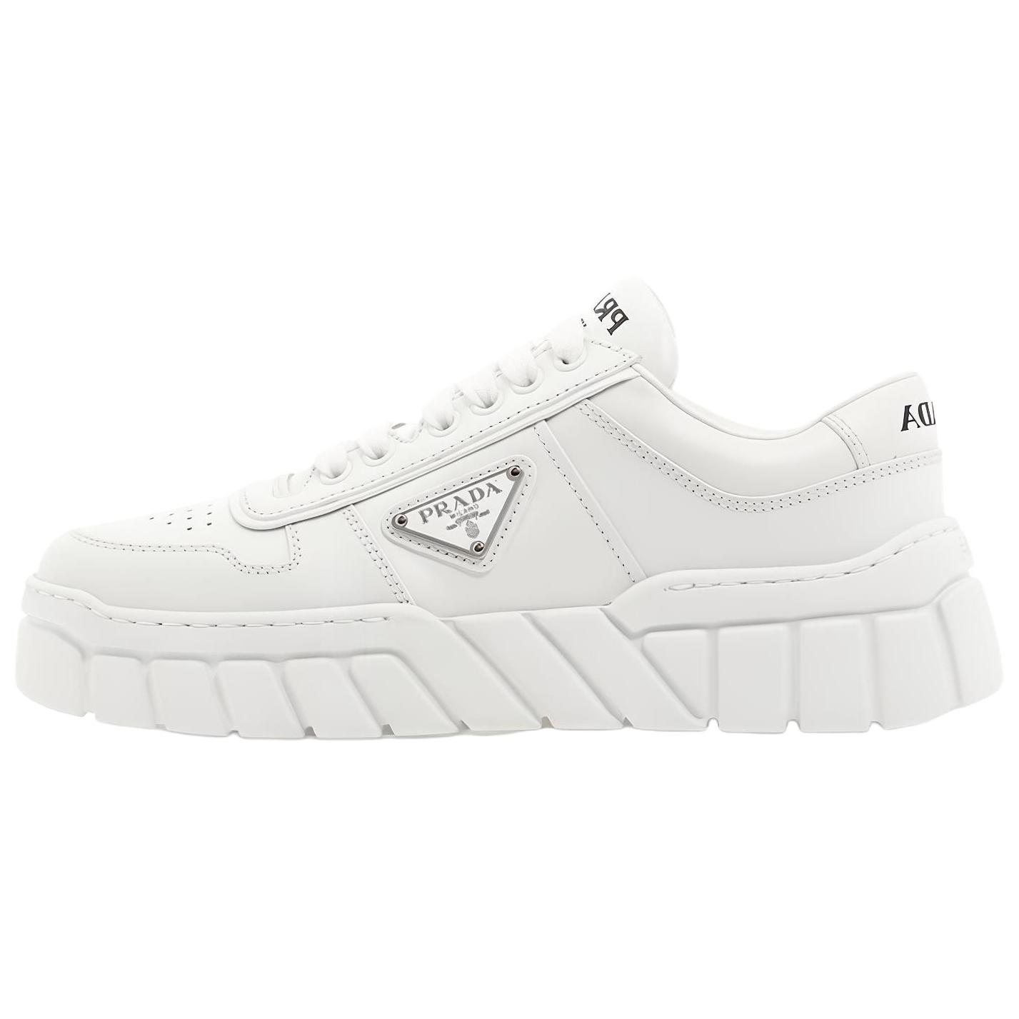 PRADA Soft Padded Nappa Leather Laced Up Shoes 'White' Women's