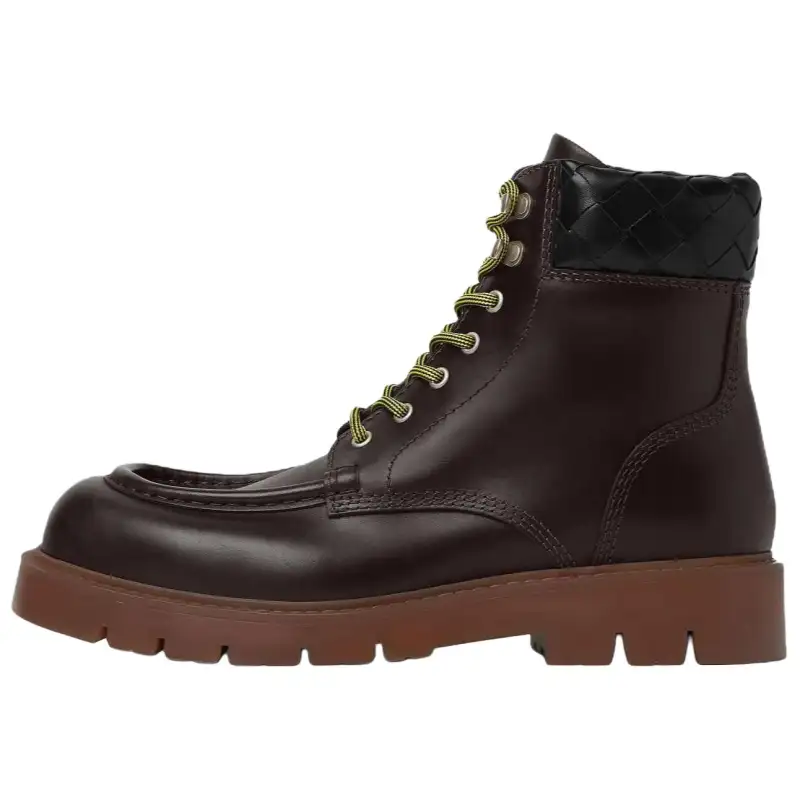 Bottega Veneta Fondente Cow Leather Short Combat Boots 4.5 Cm Men's Chocolate Brown