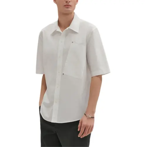 HERMES Shirts Men's White Lapel Moderate